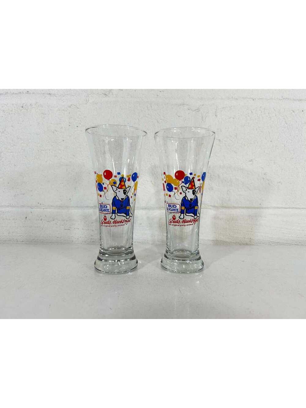 Vintage Spuds MacKenzie Bud Light Pilsner Glass Mugs Set of 2 1980s